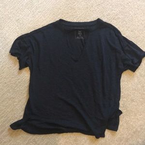 Shirt with v cut out around neck